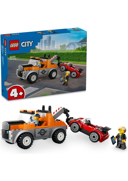 ® City Çekici Kamyon ve Spor Araba Tamiri 60435 - 4 Yaş & Üzeri Çocuklar için Yaratıcı Oyuncak Yapım Seti (101 Parça)