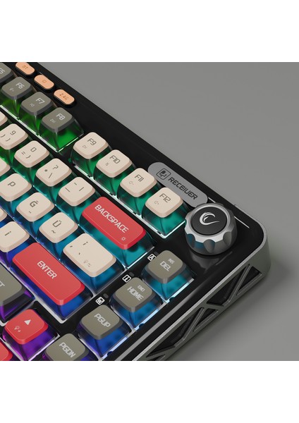 Eira Transparan Hot Swap 2.4G + BT Wireless RGB Gasket Oil Switch Türkçe Q Pudding PBT Keycaps Mekanik Klavye