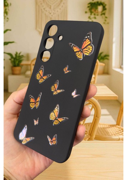 Samsung Galaxy S25 Plus- Turuncu Kelebek Desenli Silikon Darbe Emici Klasik Korumalı Rubber Kılıf fırsatları