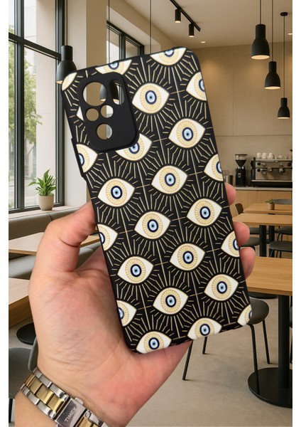 Xiaomi Redmi Note 10/10S Uyumlu Evıl Eye Desenli Silikon Darbe Emici Klasik Korumalı Rubber Kılıf