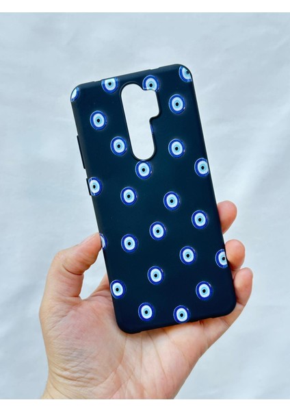 Xiaomi Redmi Note 8 Pro Nazar Boncuk Desenli Silikon Darbe Emici Klasik Korumalı Rubber Kılıf