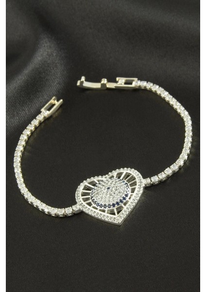 Kalp Zirkon Taşlı Çocuk Bileklik 16 cm