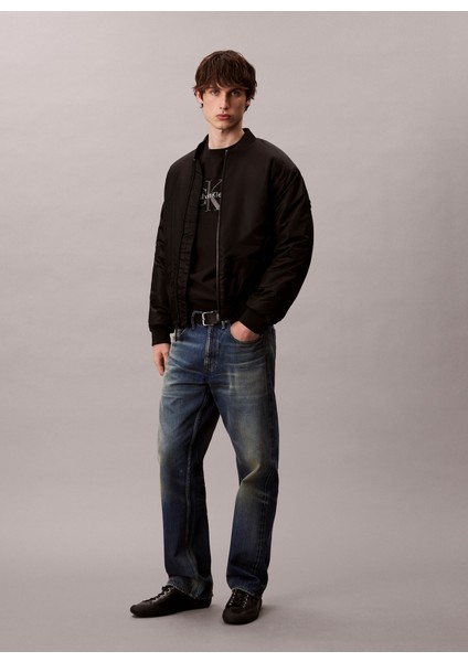 Bisiklet Yaka Siyah Erkek Sweatshırt LV04RD234GUB1 Ls Premıum Terry Mono