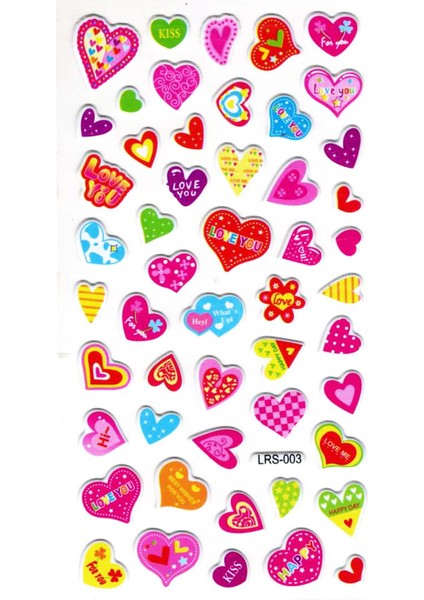 Sticker Kabartmalı Stiker Çıkartma Etiket (LRS003)-18X9 Cm- Desenli Kalpler fiyatları