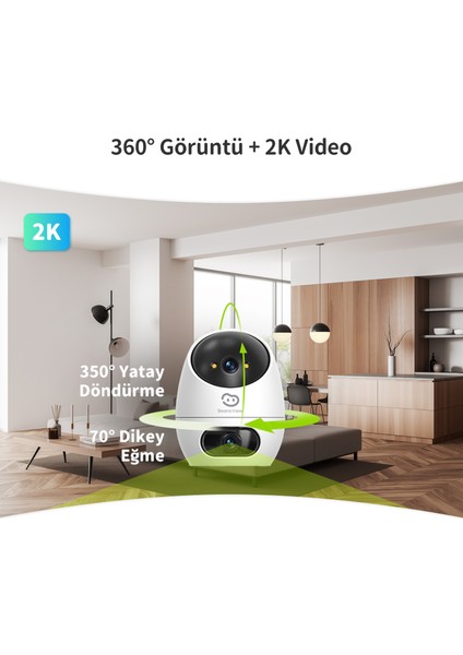 D220 2K + 2K | Akıllı İç Mekan Wifi IP Güvenlik Kamerası | 360° Hareket Takibi | Renkli Gece Görüşü | Otomatik Takip Özelliği | Bebek ve Ev İç Mekan Kamerası | Beans View by Ezviz