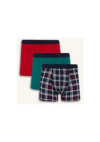 Erkek Regular Fit Boxer Kırmızı Renk 3 Adet Yüksek Kalite Pamuklu fiyatları