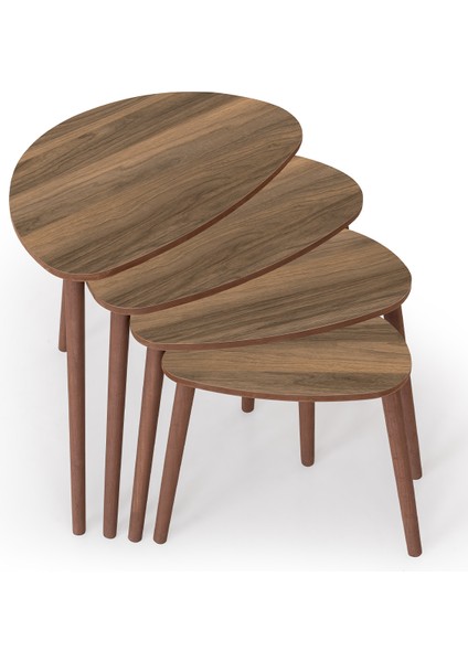 Nora 4lü Dörtlü Mdf Ahşap Zigon Sehpa Ceviz fiyatları