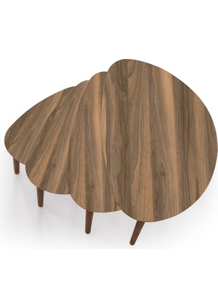 Nora 4lü Dörtlü Mdf Ahşap Zigon Sehpa Ceviz modelleri