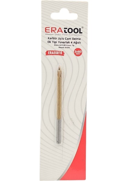 Fixonic Eratool ERA55810 3X60MM Ok Tipi 4 Ağızlı Elmas Karbür Uçlu Mermer ve Seramik Delme Ucu