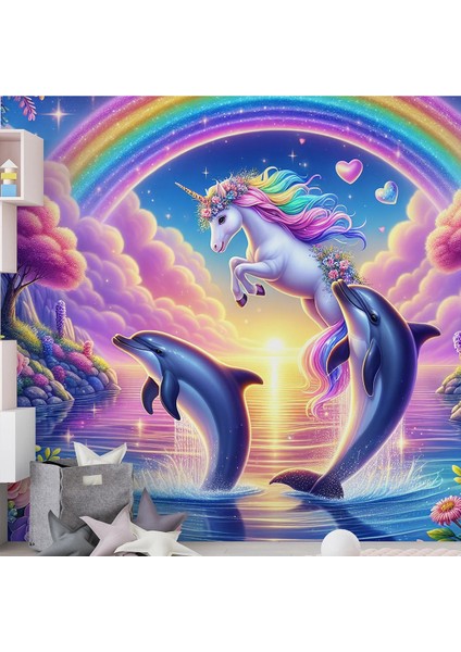 Çocuk Odası Unicorntemalı Tek Parça Duvar Kağıdı -Isı ve Ses Yalıtımı Yırtılmaz fiyatları
