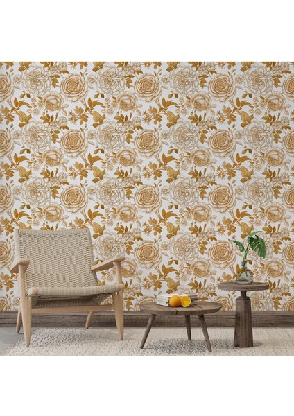 3D Bej Ekose Desenli Tek Parça Duvar Kağıdı -Isı ve Ses Yalıtımı Yırtılmaz