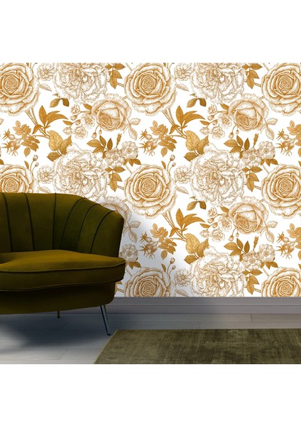 3D Bej Ekose Desenli Tek Parça Duvar Kağıdı -Isı ve Ses Yalıtımı Yırtılmaz modelleri