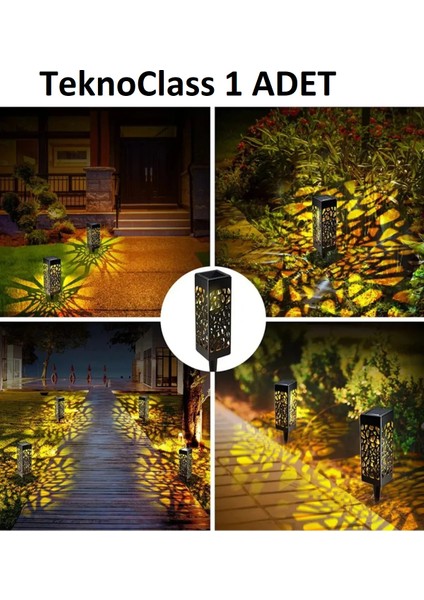 1 Adet Dekoratif Solar Güneş Enerjili Bahçe Aydınlatması Yürüyüş Yolu LED Aydınlatma Seti