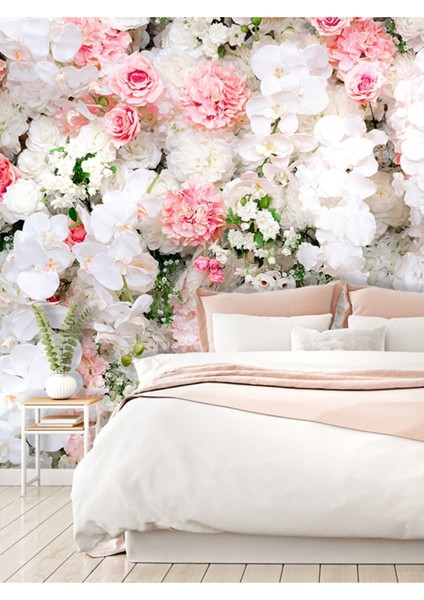 Duvar Kağıdı Güller Desenli Yırtılmaz Silinebilir Sağlıklı Tekstil Duvar Kağıdı