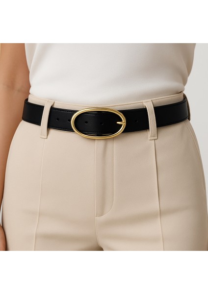 Oval Tokalı Deri Görünümlü Kadın Kemer fiyatları
