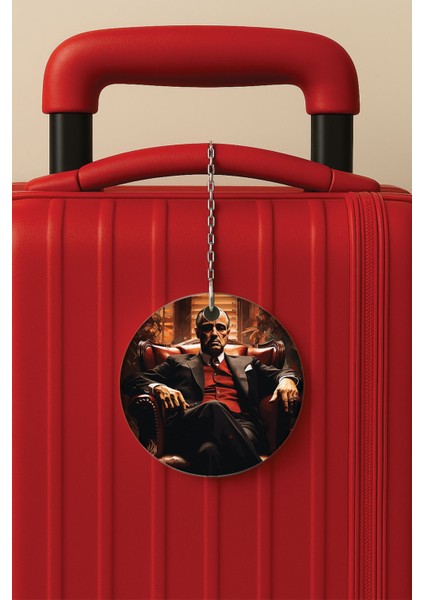 Desenli Baskılı Pleksi Zincir Aparatlı Bavul Etiketi Valiz Etiketi Baba