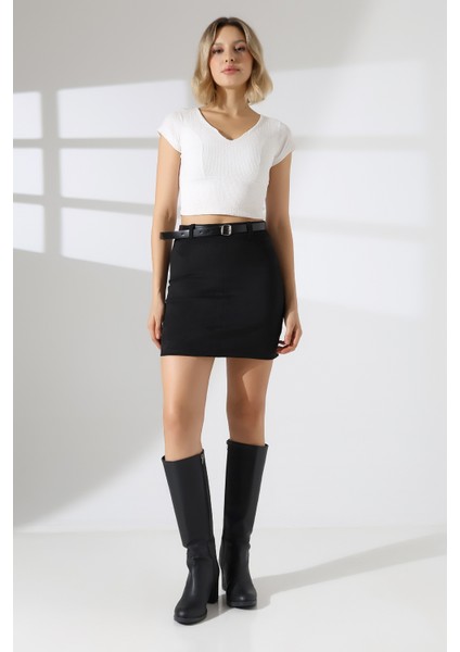 Mini Süet Etek Kemerli