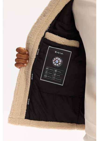 Erkek Bej Klasik Yaka Rüzgar Geçirmez -4 Dereceye Dayanıklı Peluş Regular Fit Mont A52Y6111