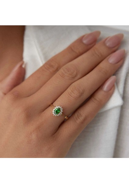 14 Ayar Altın Zümrüt Yüzük