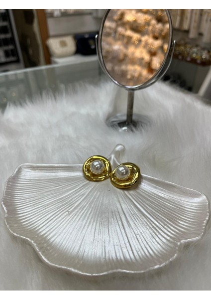 Burgu Incili Kadın Çelik Küpe