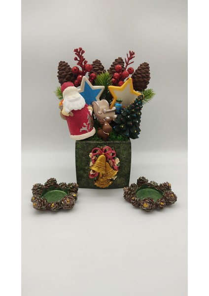 Yılbaşı Temalı Saksı ve Tealight Mumluk Set