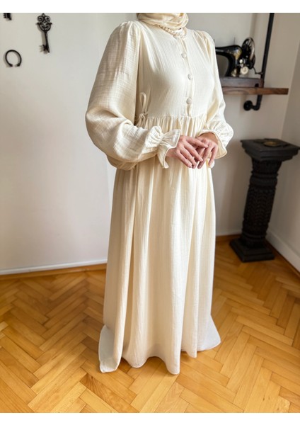Yarımpat Yandan Bağlamalı Müslin Elbise 1004 fiyatları