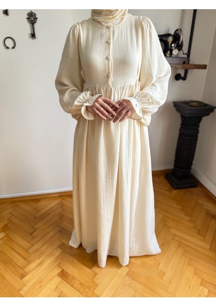 Yarımpat Yandan Bağlamalı Müslin Elbise 1004 fırsatları