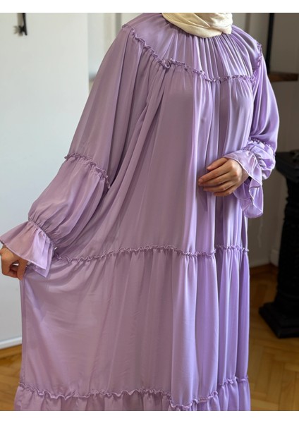 Reglan Kol Büzgülü Şifon Elbise 1005