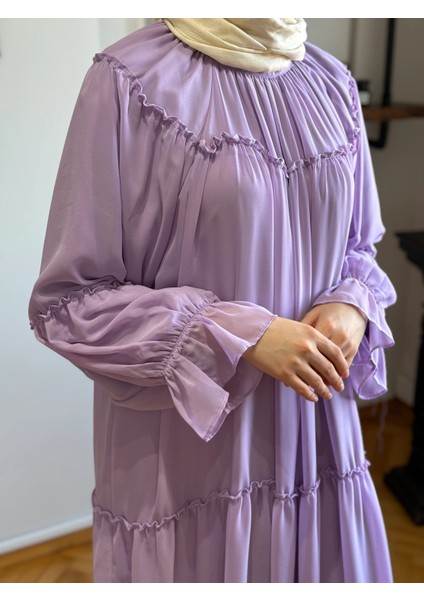 Reglan Kol Büzgülü Şifon Elbise 1005 fırsatları