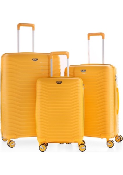 Seyahatleriniz Için Mükemmel Partner: Ultra Dayanıklı 3'lü Set Valiz & Bavul Sarı