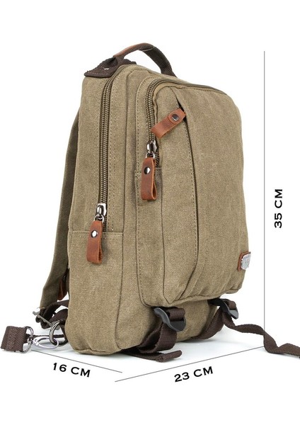 "stil ve Fonksiyonun Mükemmel Dengesi: Çok Gözlü Mini Kanvas Sırt Çantası Haki fiyatları