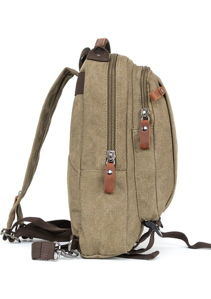 "stil ve Fonksiyonun Mükemmel Dengesi: Çok Gözlü Mini Kanvas Sırt Çantası Haki modelleri