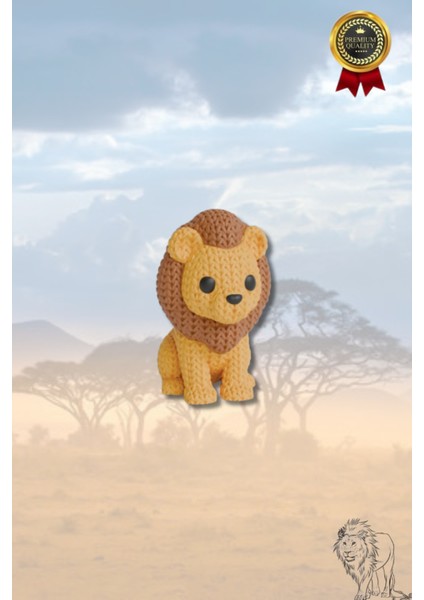 Aslan Anahtarlık – Sarı Renkli Örgü Desenli Sert Figür | Amigurumi Tarzı Sevimli Aksesuar