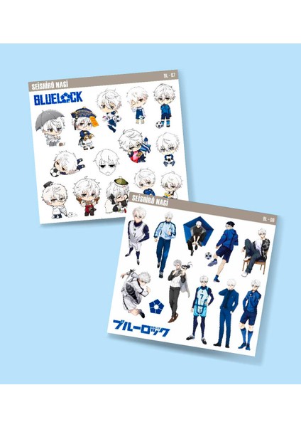 Nagi Seishiro-Bluelock-Parlak Kağıt -2li Sticker Set-Telefon Süsleme Blue Lock Etiket