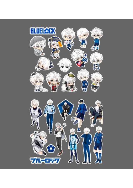 Nagi Seishiro-Bluelock-Parlak Kağıt -2li Sticker Set-Telefon Süsleme Blue Lock Etiket fırsatları