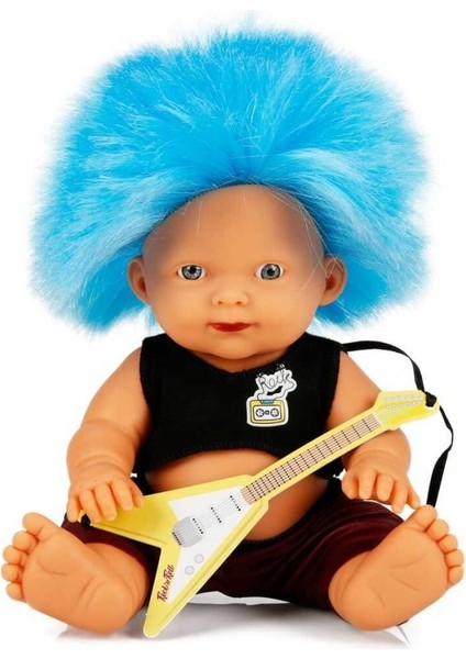 Punkçı Bebek Figürü 25 cm - Mavi Saçlı (Lisinya)