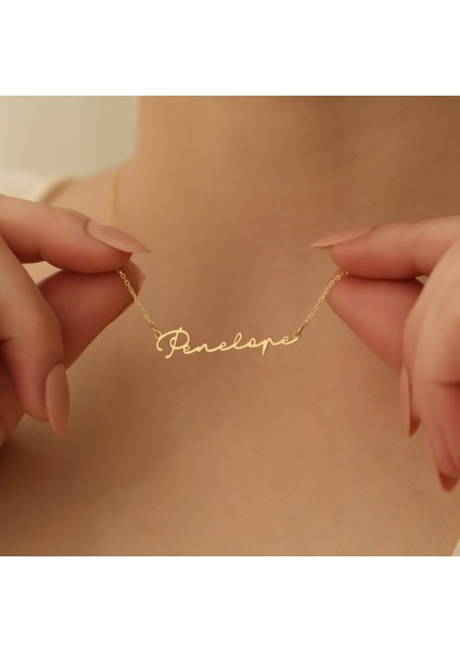 14 Ayar Altın Mikron Kaplamalı Kişiye Özel İsim Gümüş Kolye - CN00266
