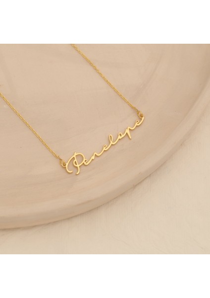 14 Ayar Altın Mikron Kaplamalı Kişiye Özel İsim Gümüş Kolye - CN00266