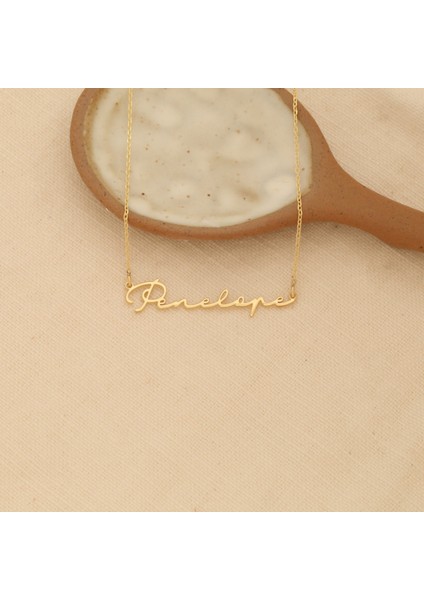 14 Ayar Altın Mikron Kaplamalı Kişiye Özel İsim Gümüş Kolye - CN00266