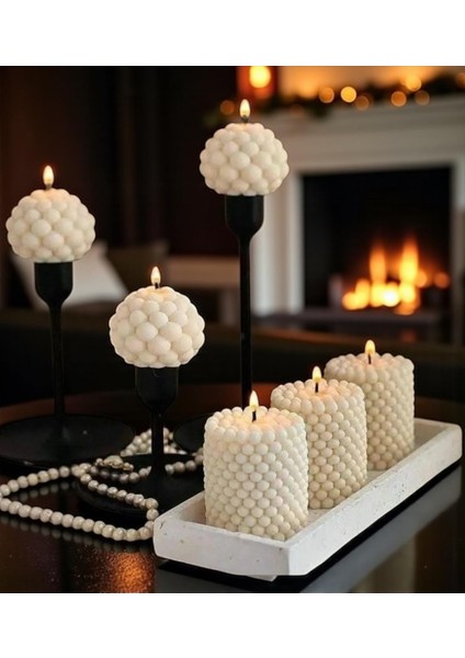 6 Parça Buble Şık Tasarım Modern Mum