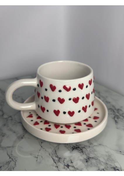 Seramik El Yapımı Kalp Desenli Bardak modelleri