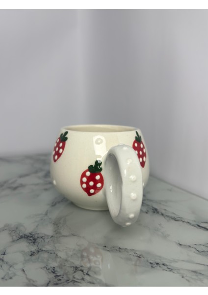 Seramik El Yapımı Çilek Desenli Bardak fiyatları
