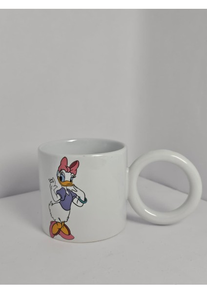 Daire Kulplu Çizgi Film Tasarımlı Çift Kupa Bardağı fiyatları