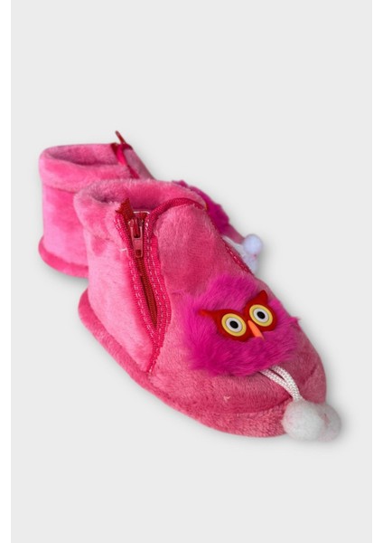 Çocuk Sevimli Baykuş Figürlü Panduf Fuşya modelleri