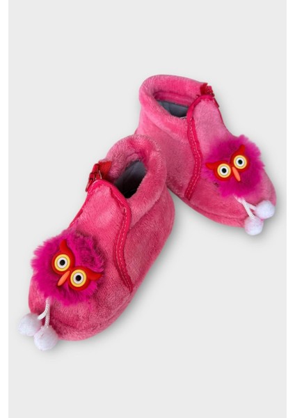 Çocuk Sevimli Baykuş Figürlü Panduf Fuşya fırsatları