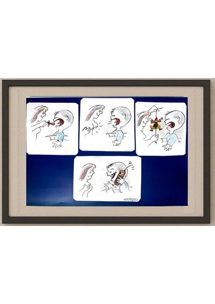 Wolfgang Schlegel 27x19cm Orijinal Karikatür Tablo