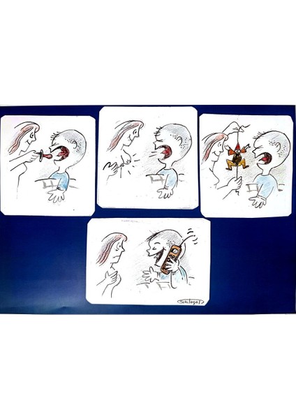 Wolfgang Schlegel 27x19cm Orijinal Karikatür Tablo modelleri