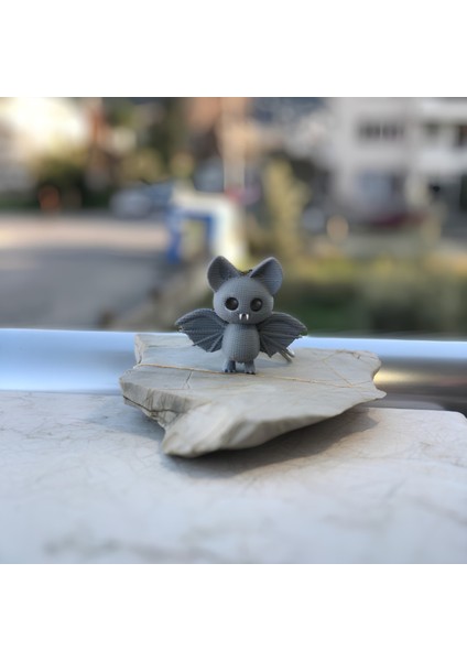 Gri Yarasa Anahtarlık | Sert Plastik Amigurumi Örgü Desenli Figür | Dekoratif Çanta ve Anahtar Süsü modelleri