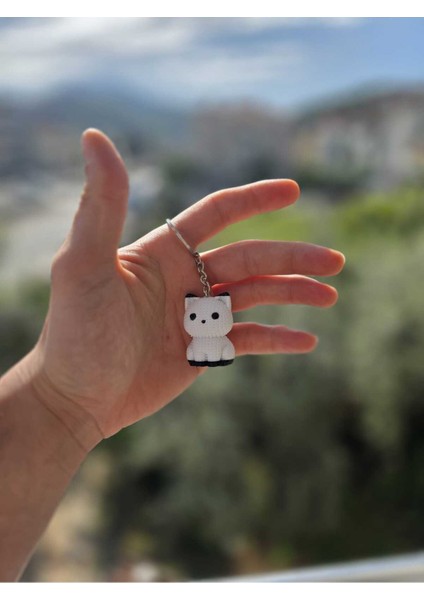 Scottish Kedi Anahtarlık – Örgü Desenli Sert Figür | Amigurumi Tarzı Hediyelik Aksesuar modelleri