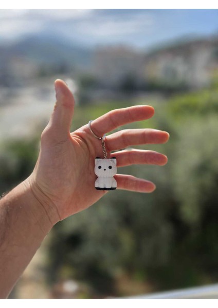 Scottish Kedi Anahtarlık – Örgü Desenli Sert Figür | Amigurumi Tarzı Hediyelik Aksesuar fırsatları